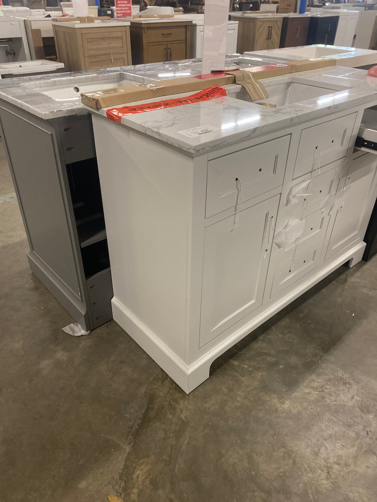 Doveton 48 in. W x 19 in. D x 34 in. H Single Sink Bath Vanity in White with White Engineered Marble Top