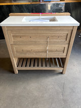 Autumn 36 in. W x 19 in. D x 34.5 in. H Single Sink Bath Vanity in Weathered Tan with White Engineered Stone Top