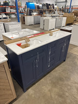 Beaufort 60 in. W x 19 in. D x 34.50 in. H Bath Vanity in Midnight Blue with White Cultured Marble Top
