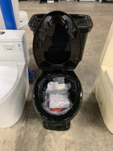 2-piece 1.0 GPF/1.28 GPF High Efficiency Dual Flush Elongated Toilet in Black, Seat Included