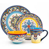 Zanzibar 16-Piece Patterned Multicolor/Spanish Floral Design Ceramic (Service for 4)