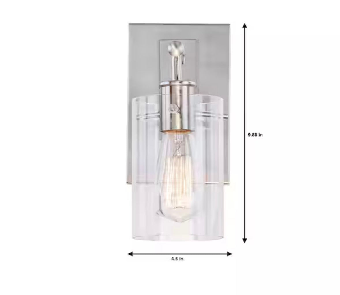 Regan 4.5 in. 1-Light Brushed Nickel Wall Bath Light with Clear Glass Shade