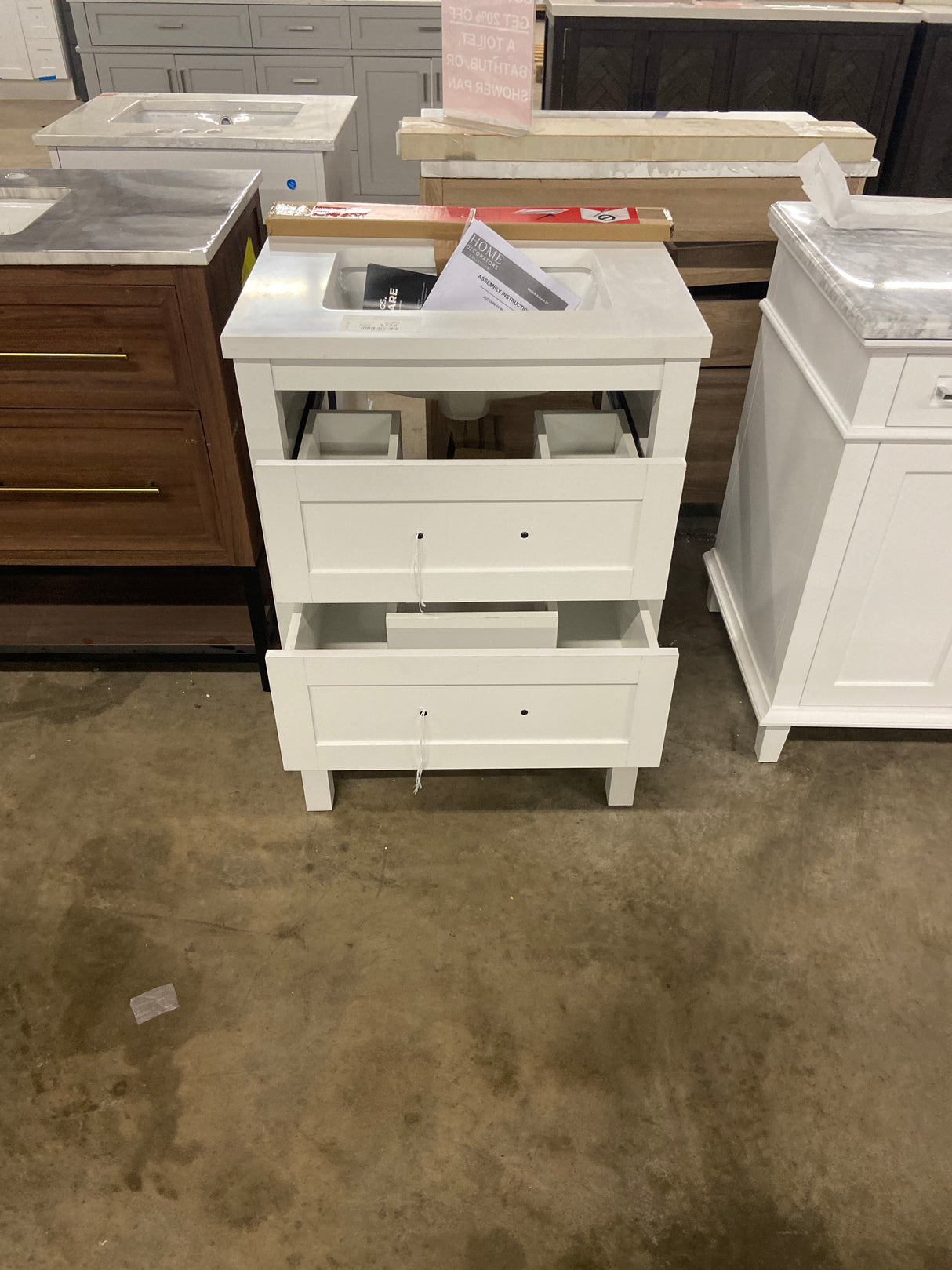 Autumn 24 in. W x 19 in. D x 34 in. H Single Sink Bath Vanity in White with White Engineered Stone Top