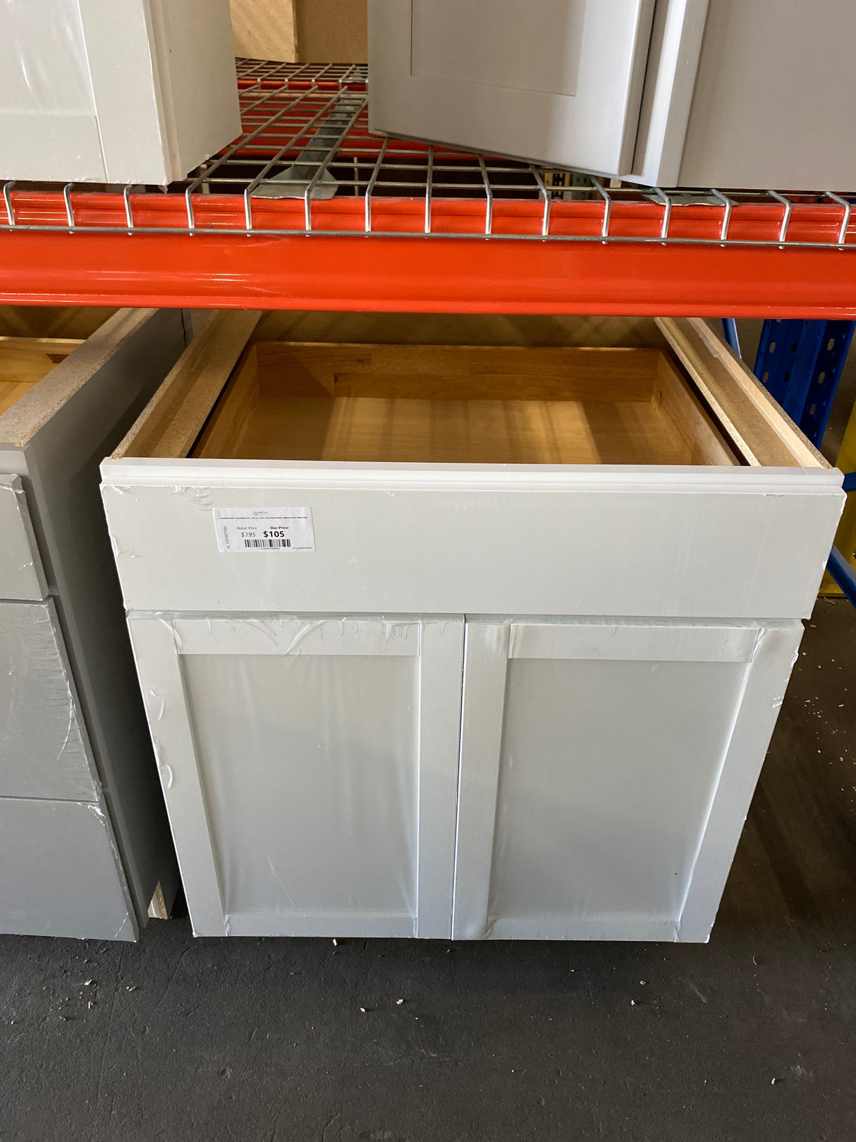 Courtland Shaker Assembled 30 in. x 34.5 in. x 24 in. Stock Base Kitchen Cabinet in Polar White Finish