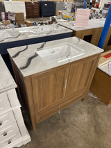 Moorside 36 in. W x 19 in. D x 34.5 in. H Single Sink Bath Vanity in Sweet Maple with White Engineered Stone Top