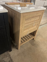 Autumn 24 in. Single Sink Weathered Tan Bath Vanity with White Engineered Stone Top (Assembled)