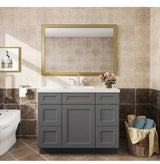 42 in. W x 21 in. D x 34.5 in. H in Shaker Grey Plywood Ready to Assemble Floor Vanity Sink Base Kitchen Cabinet