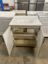 Oakley 31 in. Single Sink Beige Oak Bath Vanity with White Cultured Marble Top (Assembled)