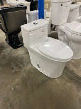 1-piece 0.8/1.28 GPF Dual Flush Elongated Toilet in White Seat Included