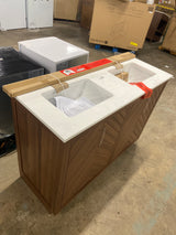 Huckleberry 48 in. Double Sink Spiced Walnut Bath Vanity with White Engineered Stone Top (Assembled)