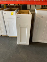 Shaker Satin White Stock Assembled Base Kitchen Cabinet with Ball-Bearing Drawer Glides (12 in. x 34.5 in. x 24 in.)