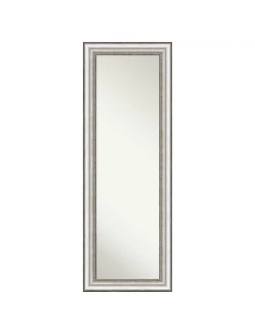 Large Rectangle Brushed Silver Hooks Modern Mirror (53 in. H x 19 in. W)