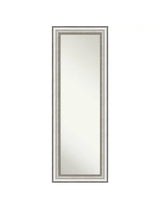 Large Rectangle Brushed Silver Hooks Modern Mirror (53 in. H x 19 in. W)