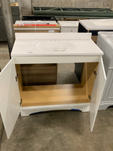 Glacier Bay 37 in. W x 19 in. D x 35 in. H Single Sink Freestanding Bath Vanity in White with White Cultured Marble Top