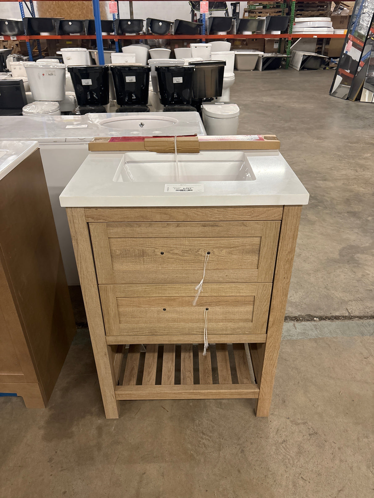 Autumn 24 in. W x 19 in. D x 34 in. H Single Sink Bath Vanity in Weathered Tan with White Engineered Stone Top