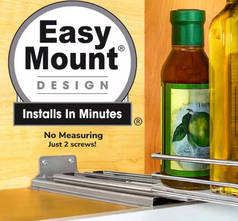 6-1/4 in. Wide Silver Chrome Slide Out Spice Rack Pull Out Cabinet Organizer