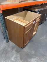 Hampton 36 in. W x 24 in. D x 34.5 in. H Assembled Blind Base Cabinet in Medium Oak