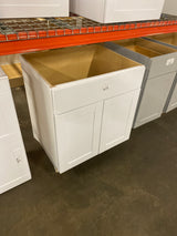 Shaker Satin White Stock Assembled Sink Base Kitchen Cabinet (30 in. x 34.5 in. x 24 in.)
