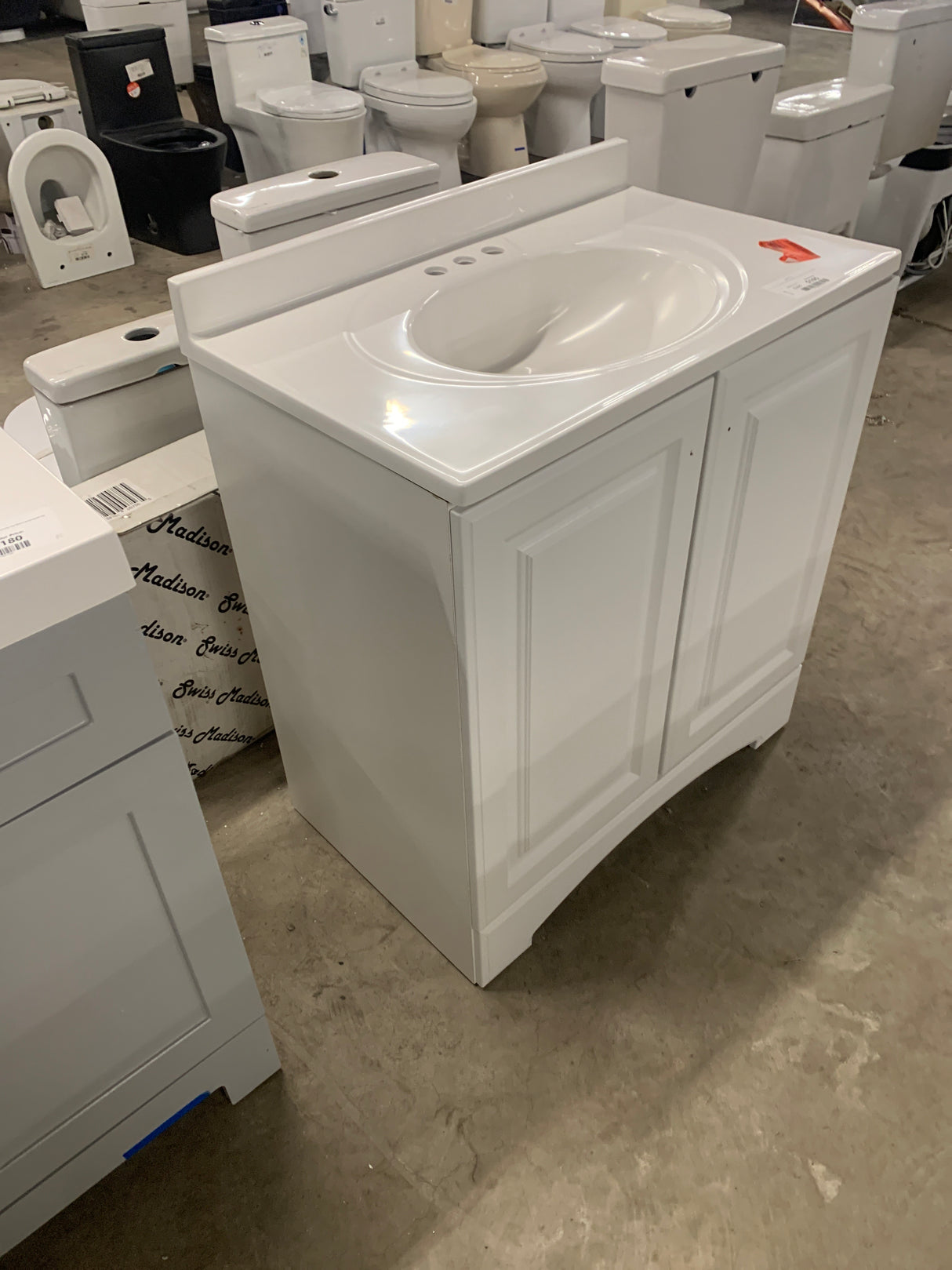 31 in. W x 19 in. D x 35 in. H Single Sink Freestanding Bath Vanity in White with White Cultured Marble Top