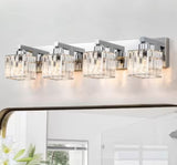 Orillia 27.5 in. 4-Light Chrome Bathroom Vanity Light with Crystal Shades