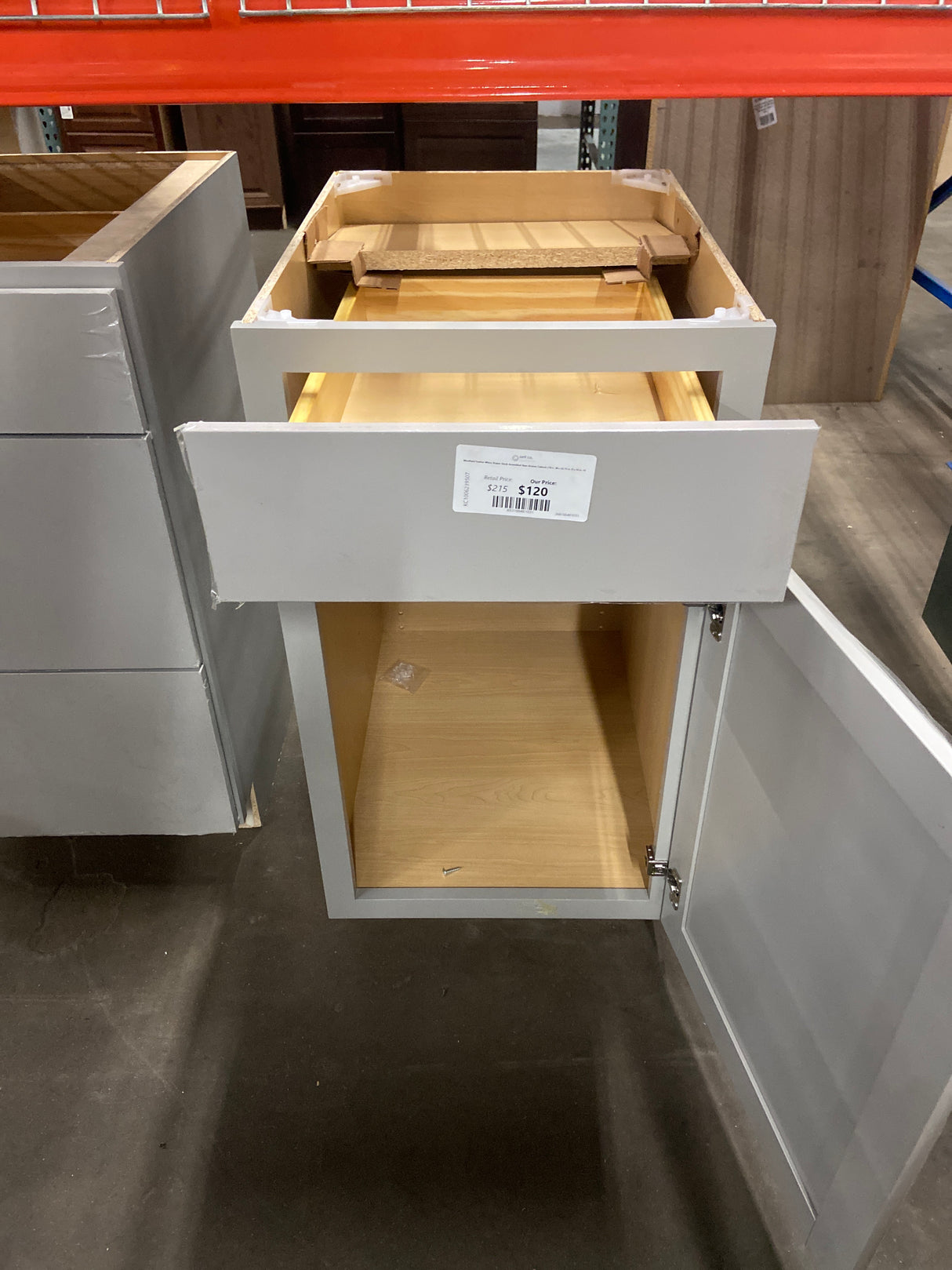 Westfield Feather White Shaker Stock Assembled Base Kitchen Cabinet (18 in. W x 23.75 in. D x 35 in. H)