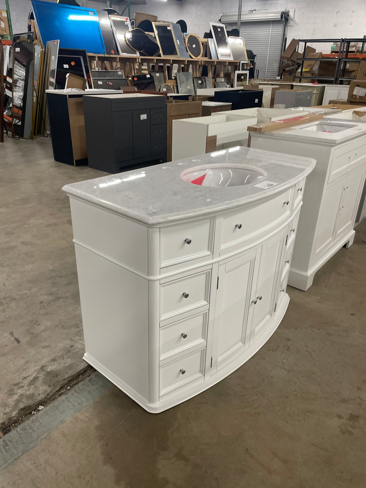 Hampton Harbor 45 in. W x 22 in. D x 35 in. H Freestanding Bath Vanity in White with White Marble Top