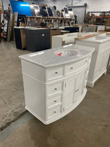 Hampton Harbor 45 in. W x 22 in. D x 35 in. H Freestanding Bath Vanity in White with White Marble Top