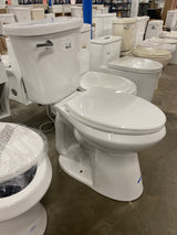 Power Flush 2-Piece 1.28 GPF Single Flush Extra Tall Elongated Toilet in White with Slow-Close Seat Included