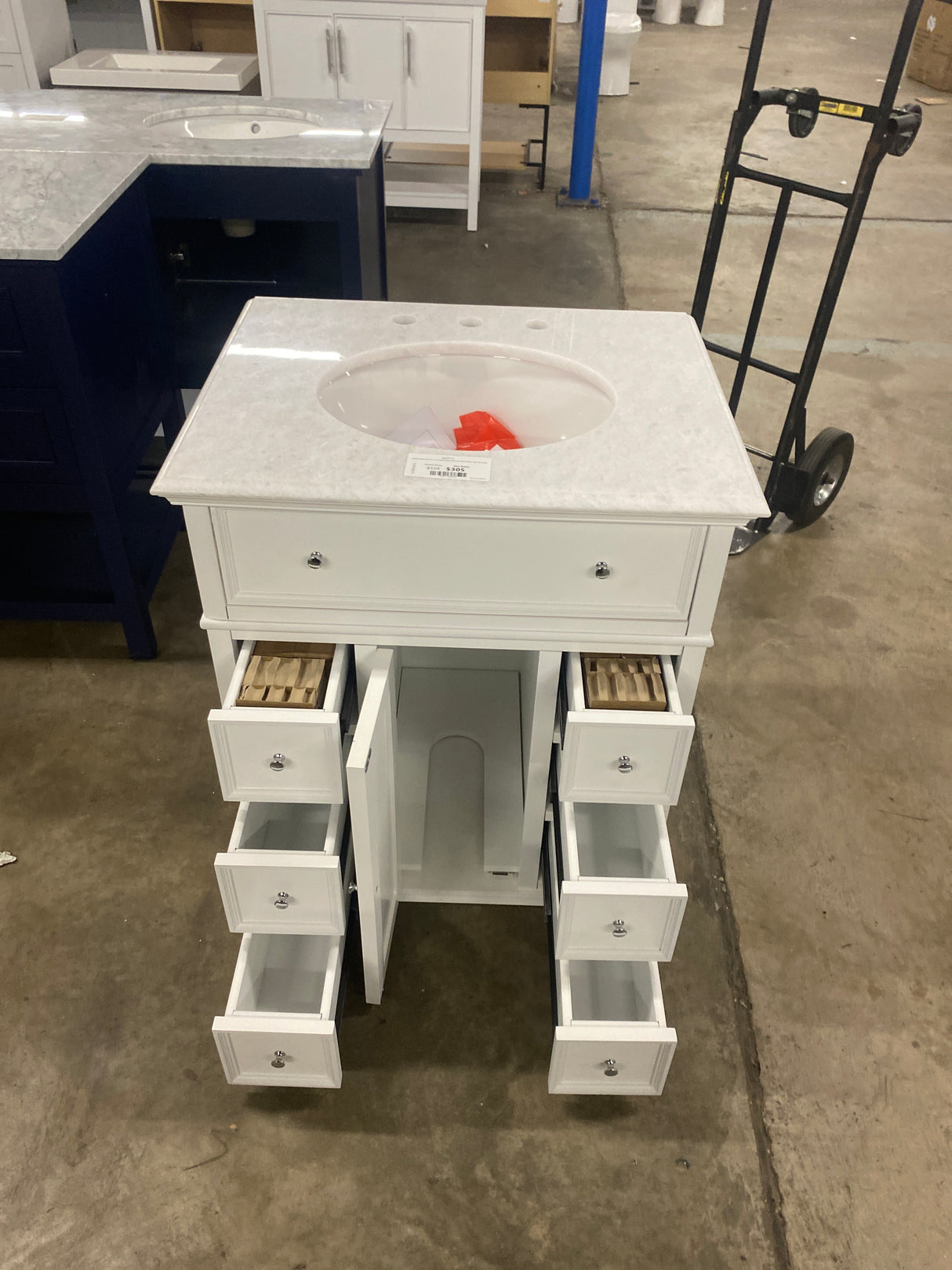 Hampton Harbor 28 in. W x 22 in. D Bath Vanity in White with Natural Marble Vanity Top in White