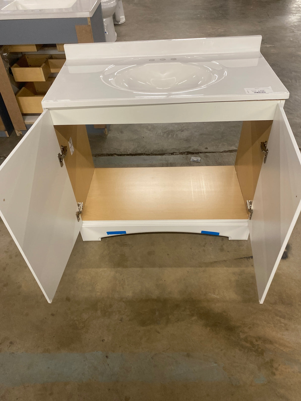 Glacier Bay 37 in. W x 19 in. D x 35 in. H Single Sink Freestanding Bath Vanity in White with White Cultured Marble Top