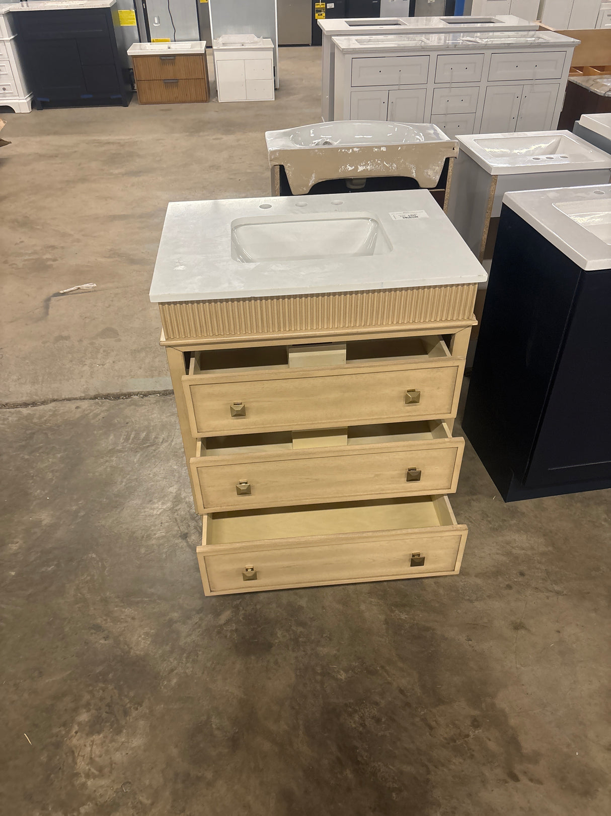 Danby 30 in. Single Sink Platinum Oak Bath Vanity with White Engineered Marble Top (Assembled)