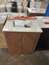 Huckleberry 24 in. Single Sink Spiced Walnut Bath Vanity with White Engineered Stone Top (Assembled)