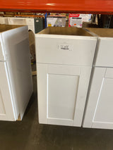 Shaker Satin White Stock Assembled Base Kitchen Cabinet with Ball-Bearing Drawer Glides (15 in. x 34.5 in. x 24 in.)