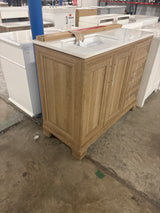 Sinita 42 in. W x 19 in. D 34 in. H Single Sink Bath Vanity in Natural Oak with White Engineered Stone Top