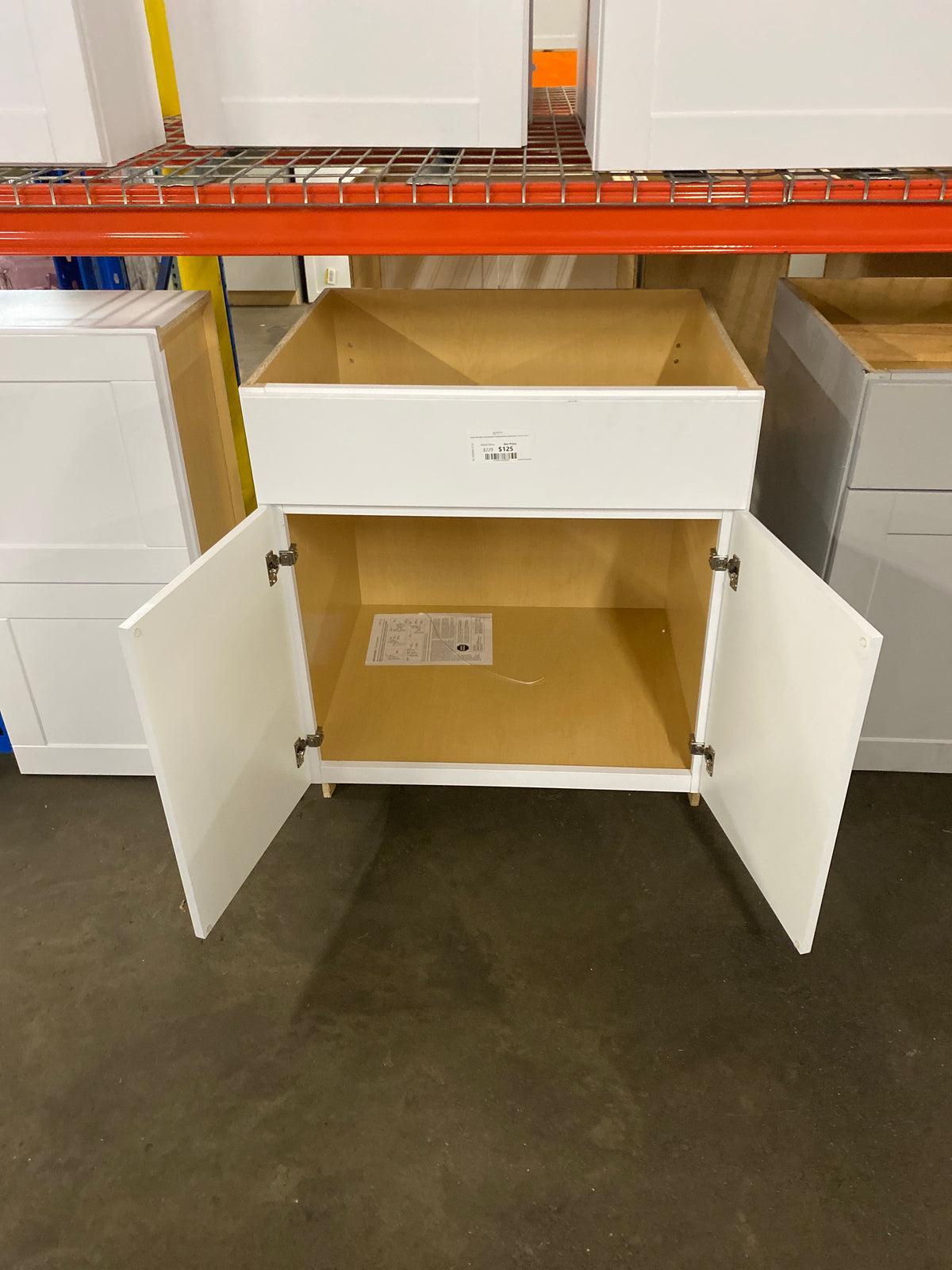 Shaker Satin White Stock Assembled Sink Base Kitchen Cabinet (30 in. x 34.5 in. x 24 in.)