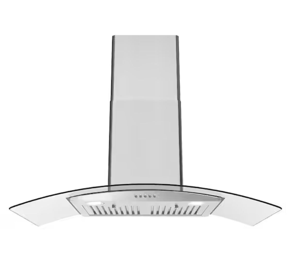 36 in. Matteo Ducted Wall Mount Range Hood in Brushed Stainless Steel with Baffle Filters,Push Button Control,LED Lights