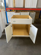 Shaker 30 in. W x 24 in. D x 34.5 in. H Assembled Sink Base Kitchen Cabinet in Satin White