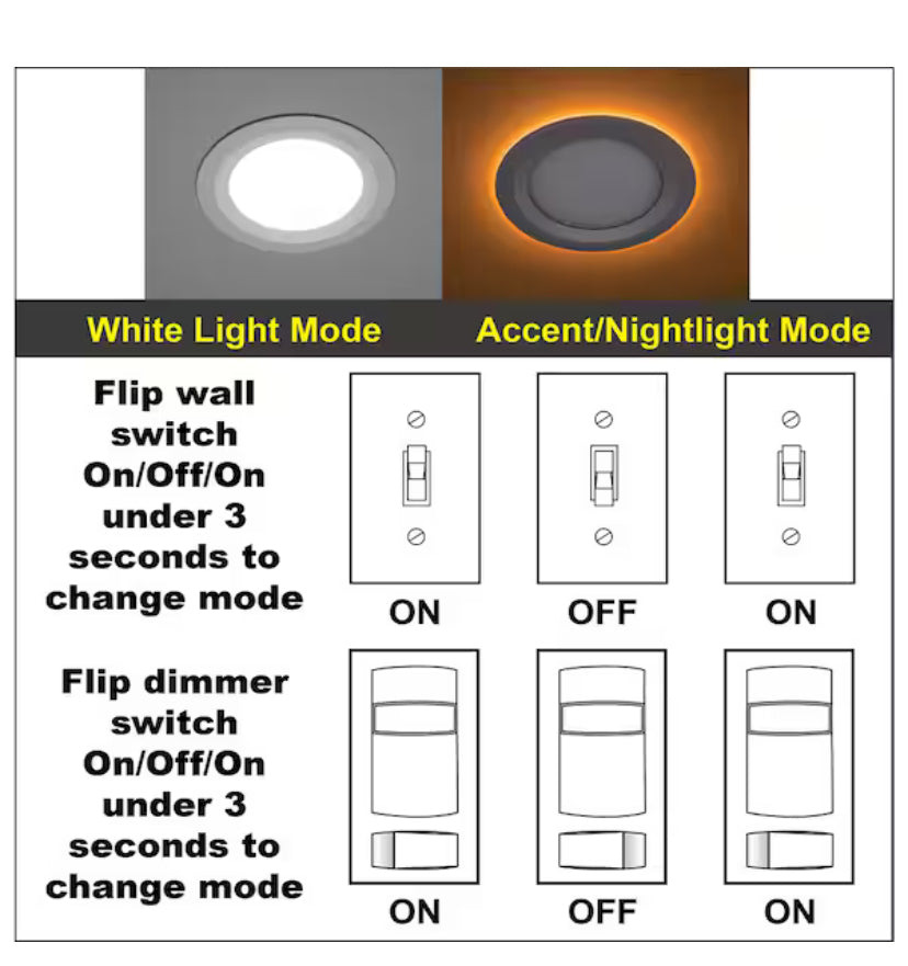 6 in. Canless Adjustable CCT Integrated LED Recessed Light Trim with Night Light 900 Lumens New Construction Remodel
