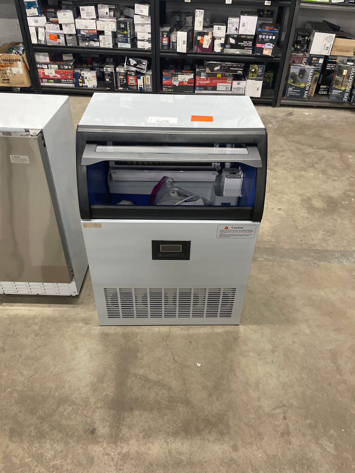24 in. 300 lbs. Per Day Ice Maker in Silver 7,800 + Ice Cube Daily with Internal Blue LED Lighting and Adjustable Height