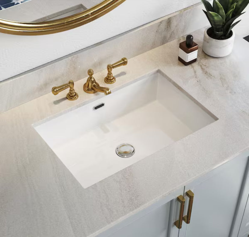23-5/8 in.Rectangle Undermount Bathroom Sink in White with Overflow Drain