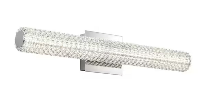 Exalto 27 in. 1 Light Chrome Modern Integrated LED 3 CCT Vanity Light Bar for Bathroom with Glass
