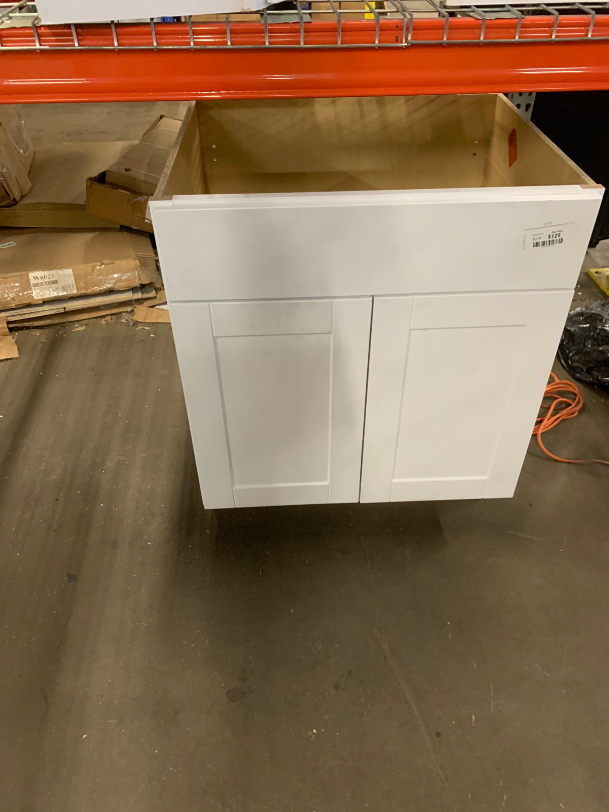 Shaker Satin White Stock Assembled Sink Base Kitchen Cabinet (30 in. x 34.5 in. x 24 in.)