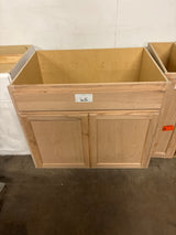 36 in. W x 24 in. D x 34.5 in. H Assembled Sink Base Kitchen Cabinet in Unfinished with Recessed Panel