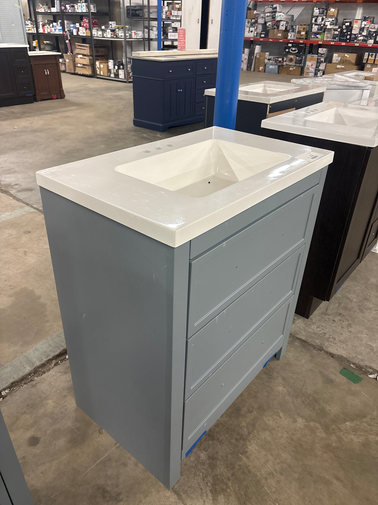 Hailey 31 in. Single Sink Laguna Blue Bath Vanity with White Cultured Marble Top (Assembled)
