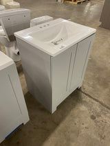 24 in. W x 19 in. D x 33 in. H Single Sink Freestanding Bath Vanity in Pearl Gray with White Cultured Marble Top