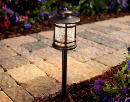 Birmingham Low Voltage Oil Rubbed Bronze Integrated LED Outdoor Landscape Path Light with Crackled Shade (1-Pack)