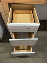 Hampton 18 in. W x 21 in. D x 34.5 in. H Satin White Assembled Bath 3-Drawer Base Cabinet