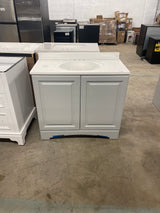 37 in. Single Sink Pearl Gray Bath Vanity with White Cultured Marble Top (Assembled)