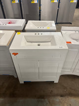 Everdean 31 in. W x 19 in. D x 34 in. H Single Sink Freestanding Bath Vanity in White with White Cultured Marble Top