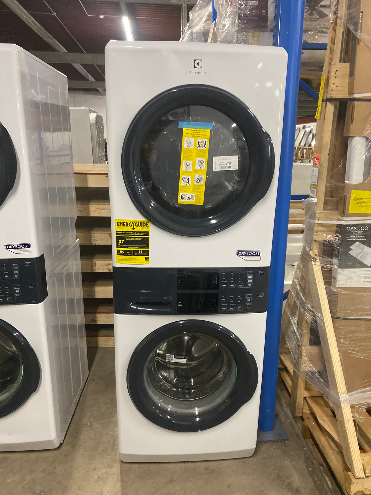 4.4 cu. ft. Stacked Washer and 8.0 cu. ft. Electric Dryer Laundry Tower in White with LuxCare Wash, Energy Star